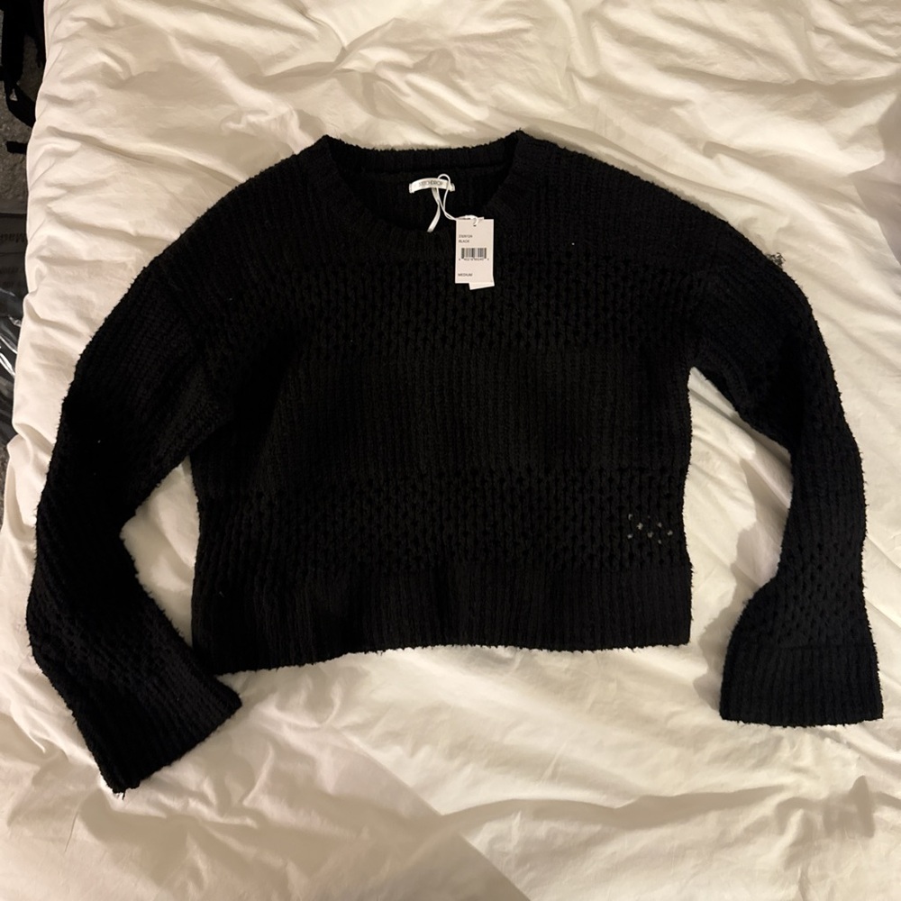 Women's Black Crochet Sweater